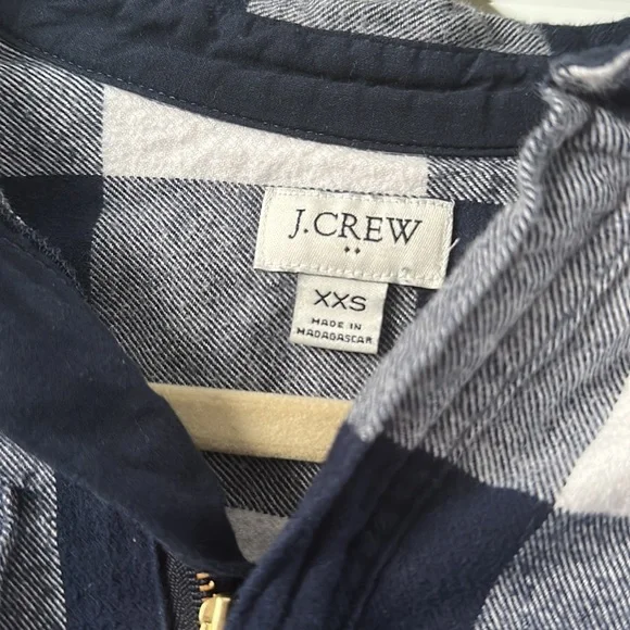 J. Crew Factory white and navy half zip flannel XXS - Picture 2 of 3